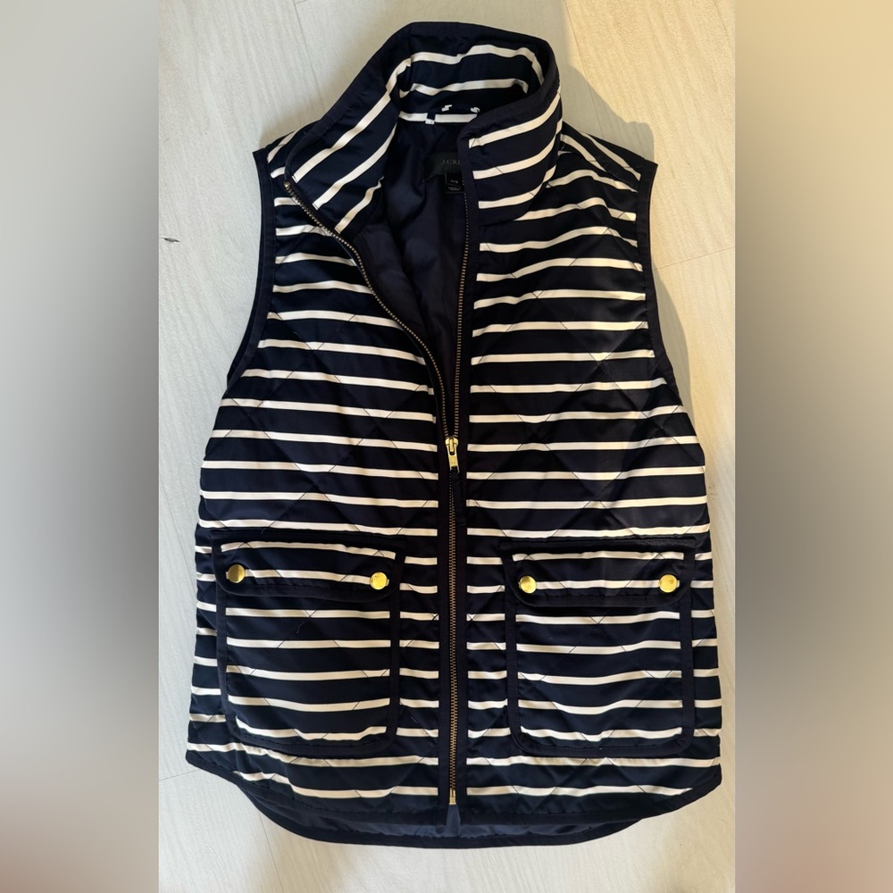 J. Crew Navy and Cream Striped Vest